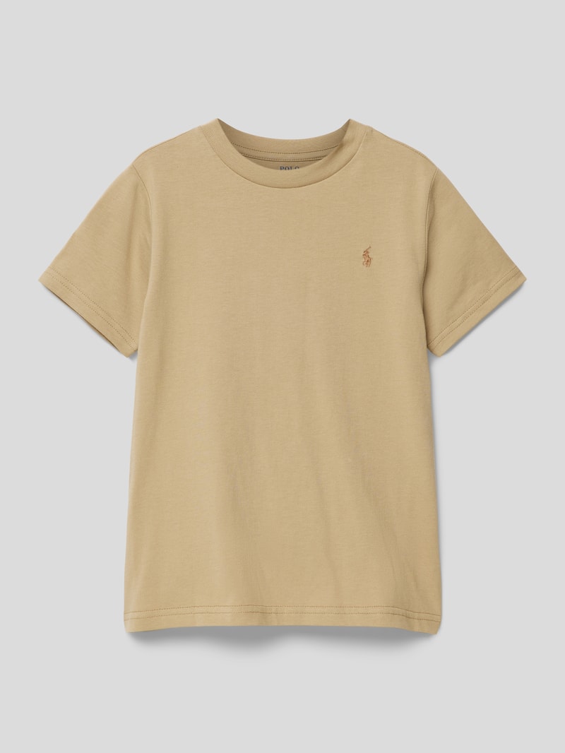T-Shirt mit Label-Stitching in khaki