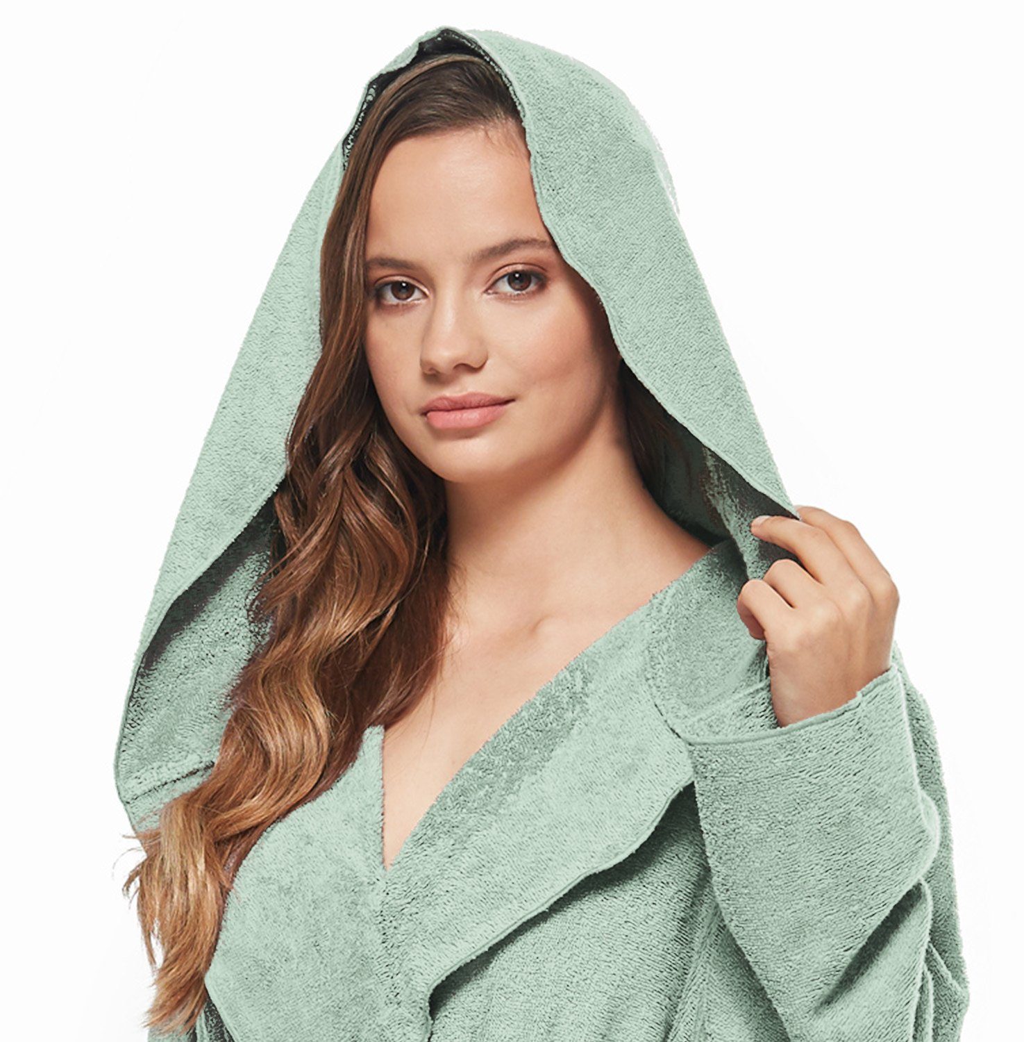 Arus Damenbademantel Angel, 100% Baumwolle, mit Kapuze, extra lang, 100 % Baumwolle-Frottee