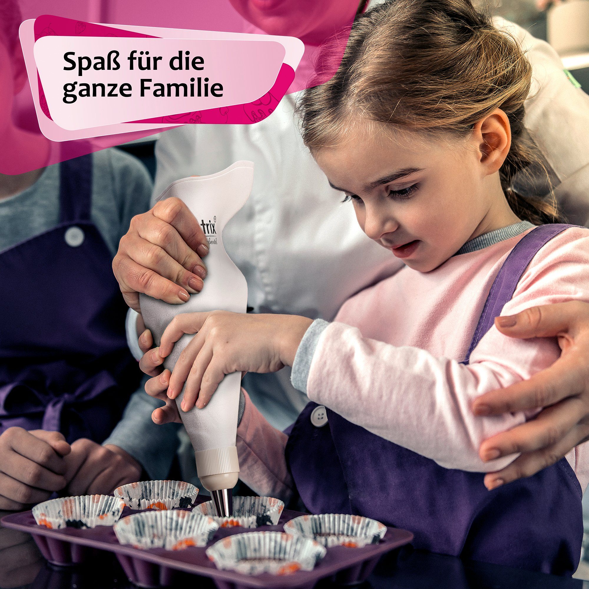 Homtrix Spritzbeutel (All in One Deko, 10-tlg) Großer Mehrweg Spritzsack mit 7 große Spritztüllen, Adapter