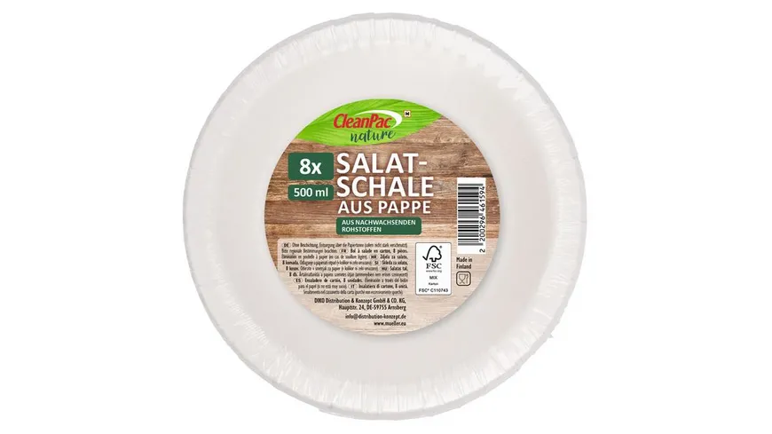 CleanPac nature Salatschale aus Pappe 0,5l weiß