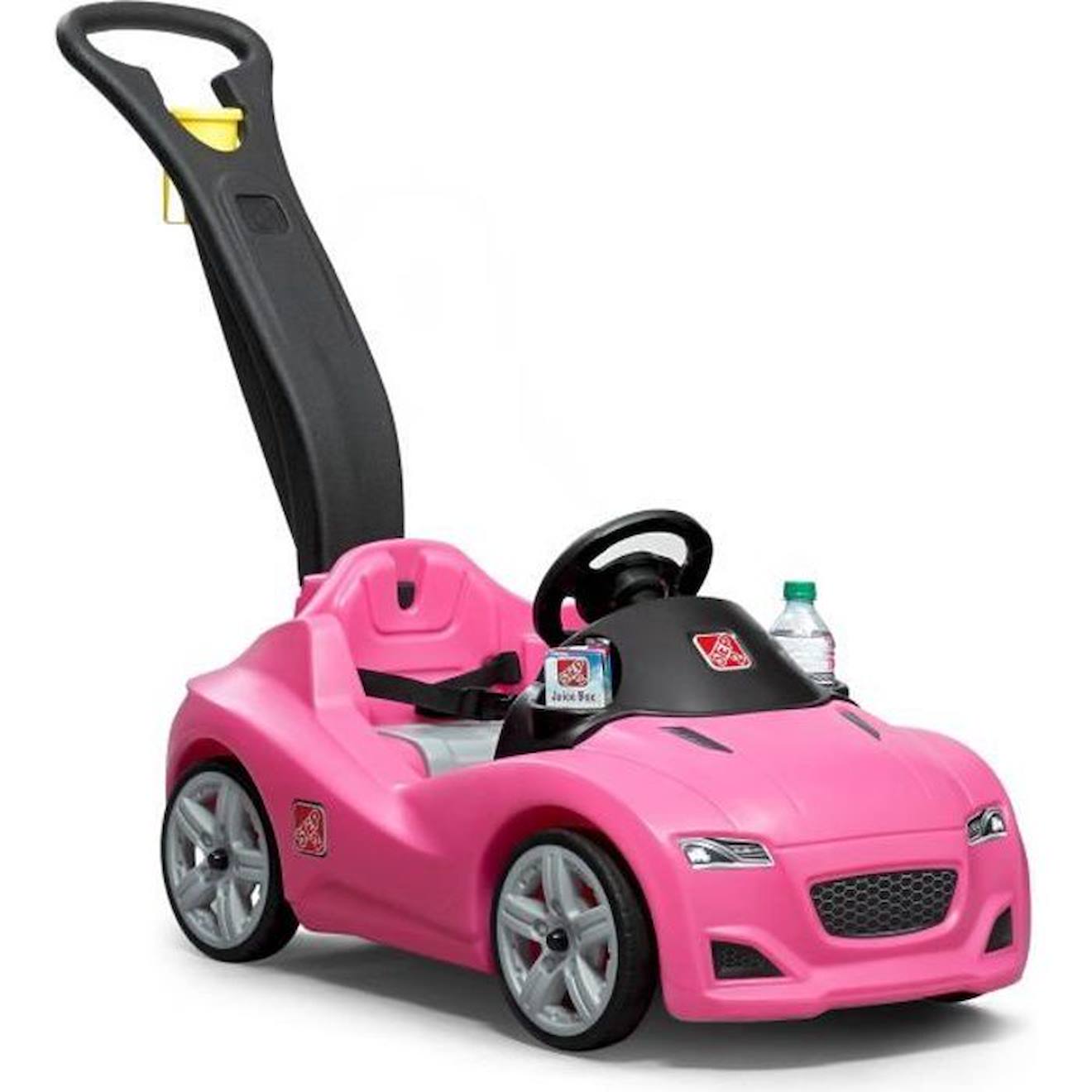 Step2 Push Whisper Ride Voiture Enfant Porteur Auto en rose | Véhicule Jouet avec barre de poussée pour Enfants dès 1.5 ans rose