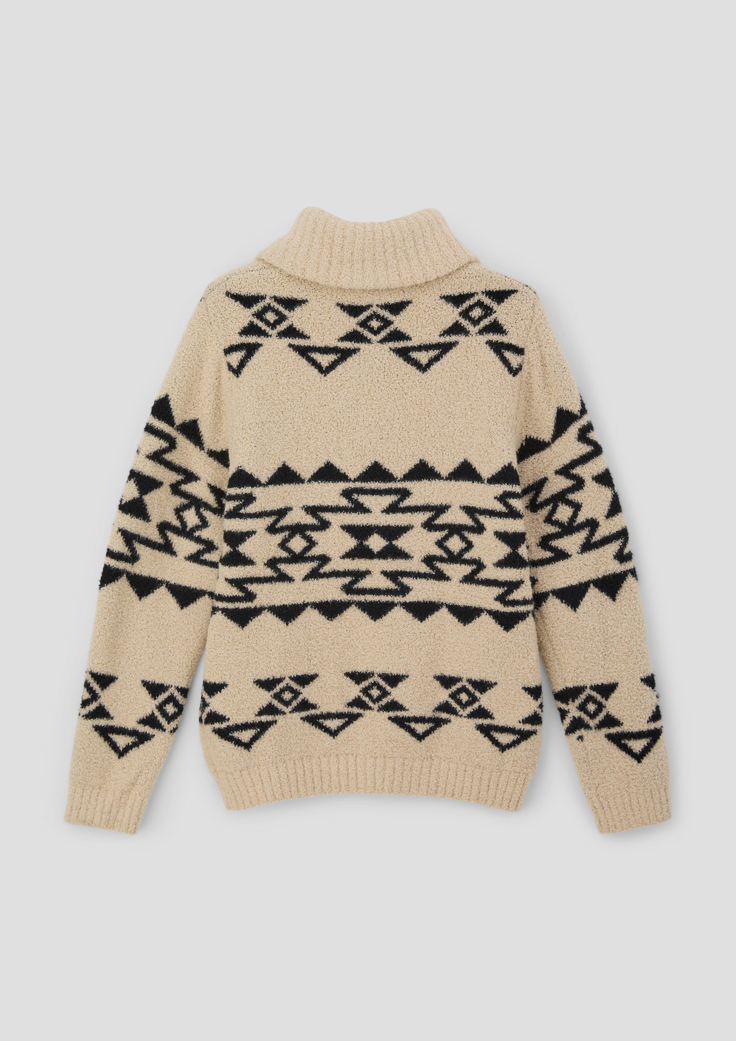 Bouclépullover mit Troyer-Kragen  2134094-81X1