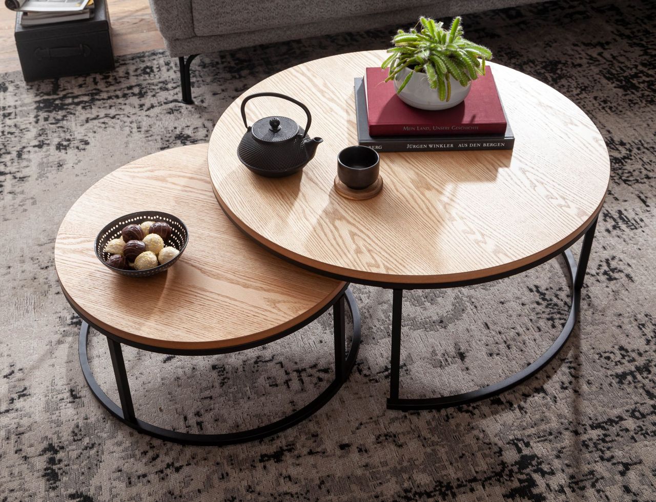 Wohnling Couchtisch 2er Set Holz / Metall