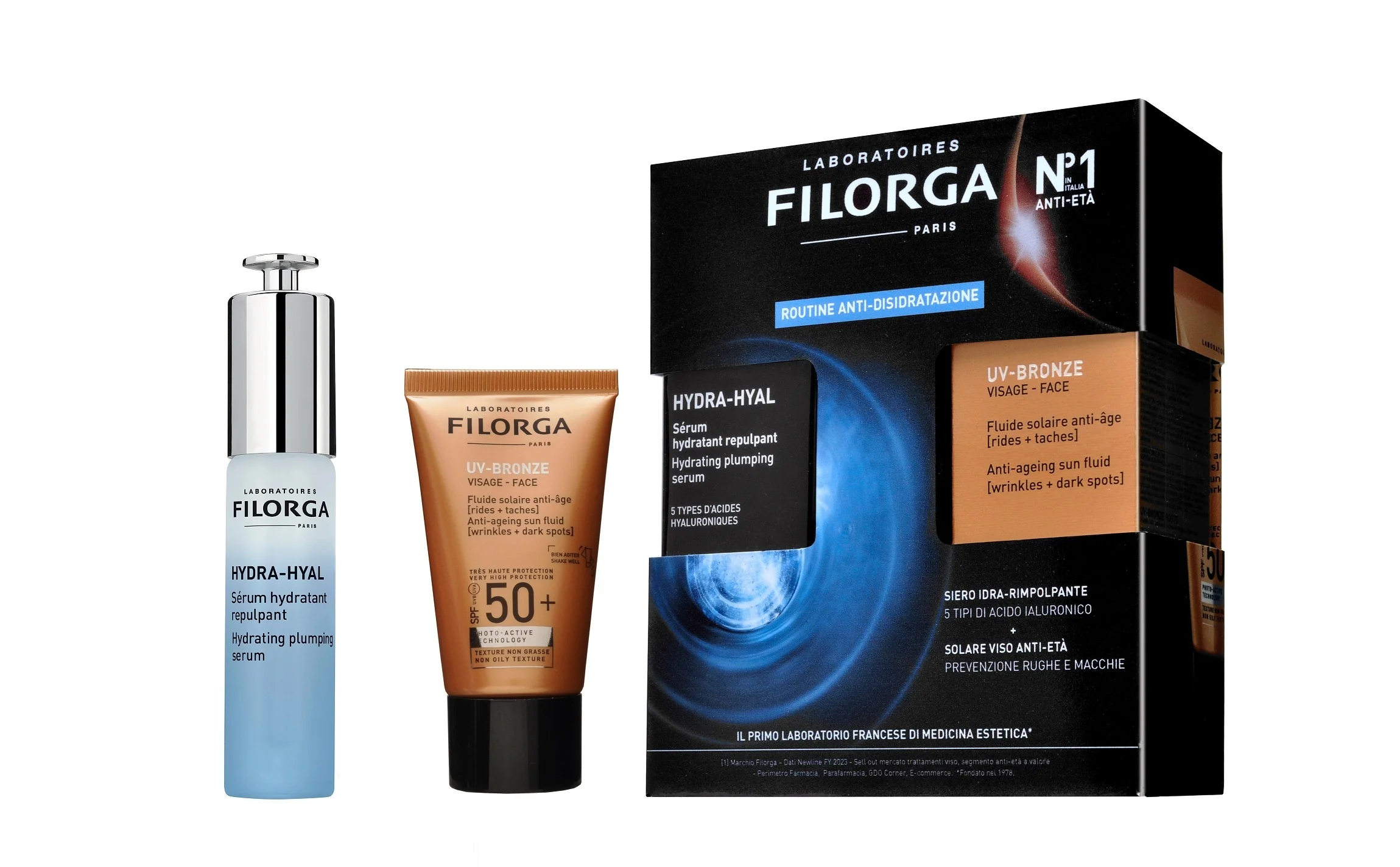 Suncare Hydra-Hyal + UV Bronze Gesichtspflegeset LSF 50+ - Sonnenschutzset, Feuchtigkeitspflegeset