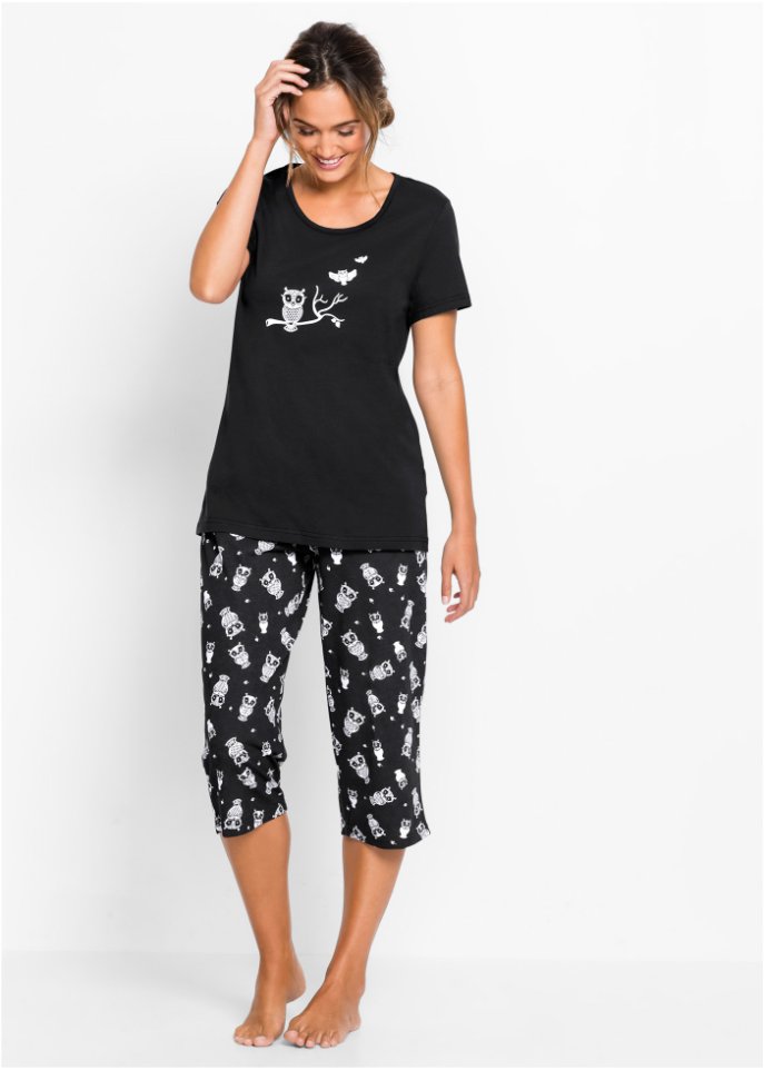 Capri Pyjama mit kurzen Ärmeln