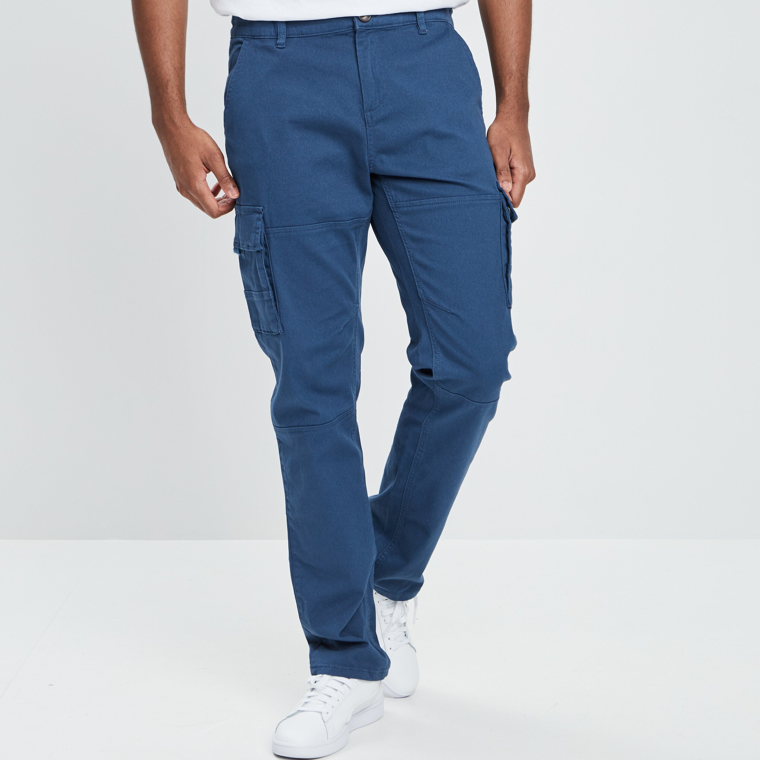 Pantalon cargo bleu pétrole homme | La Halle