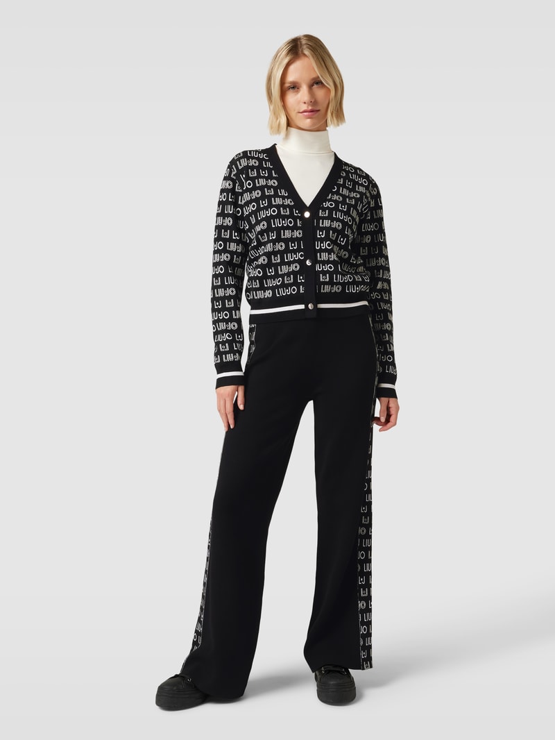 Cardigan mit Label-Muster in schwarz