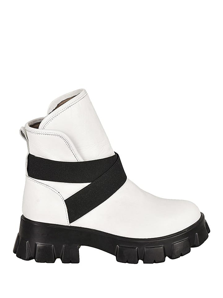 Noosy Leder-Boots in Weiß/ Schwarz günstig kaufen 36