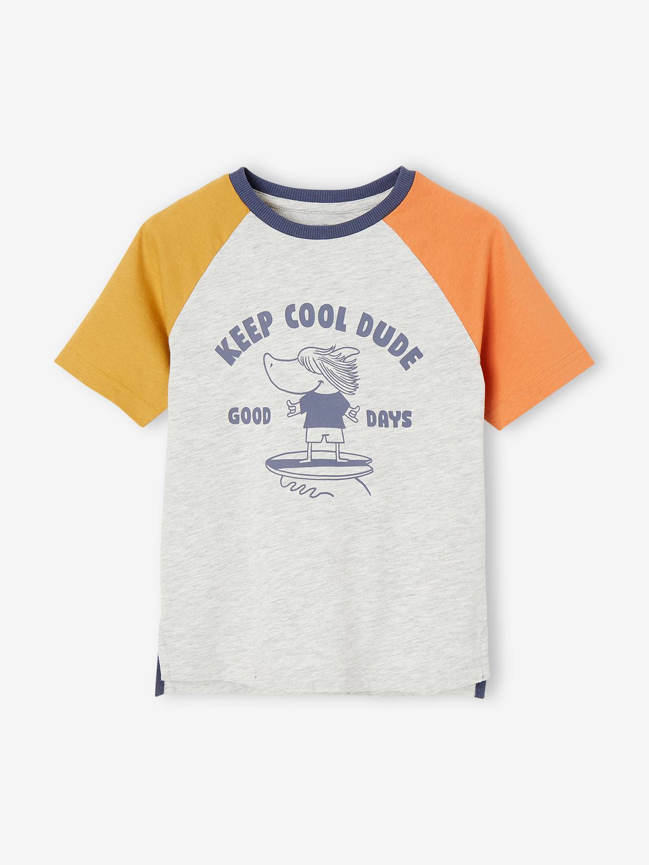 Vertbaudet Jungen Shirt, Colorblock - grau meliert