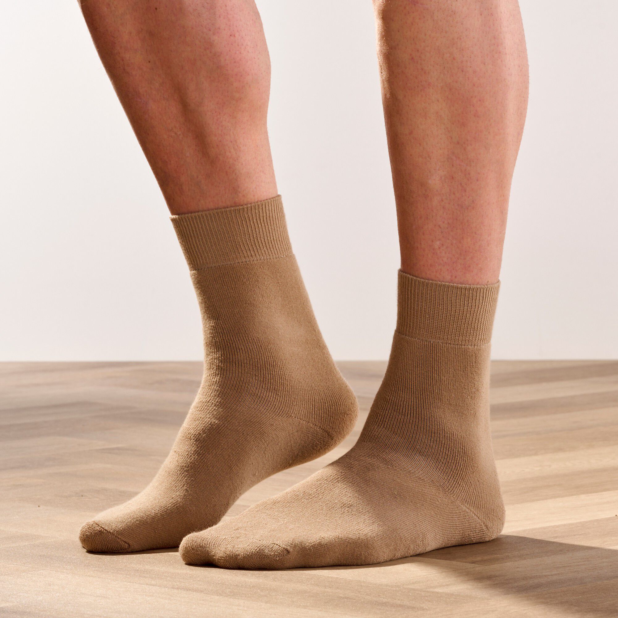 Mi-chaussettes unies bouclette coton thermique