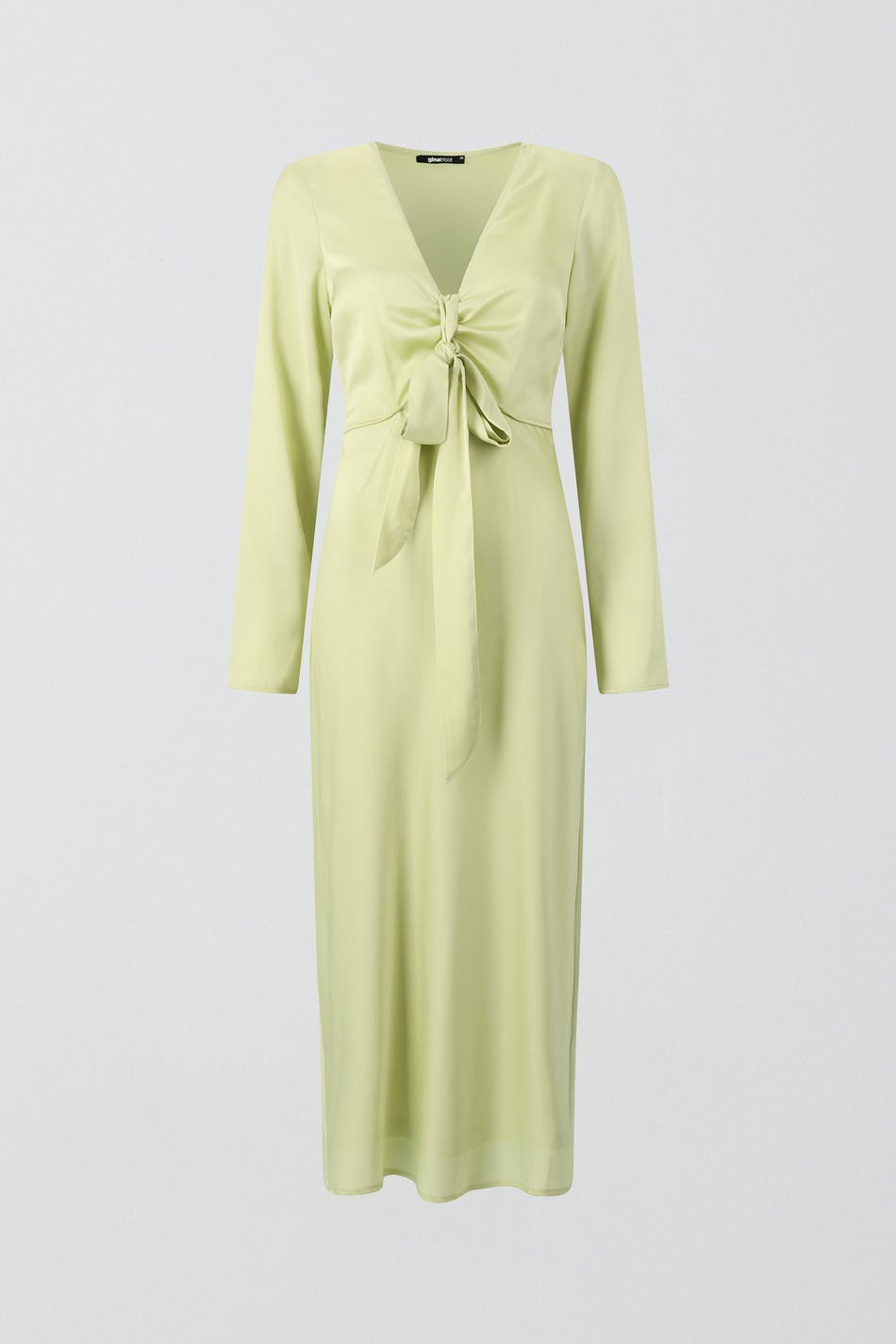 Tie front satin midi dress