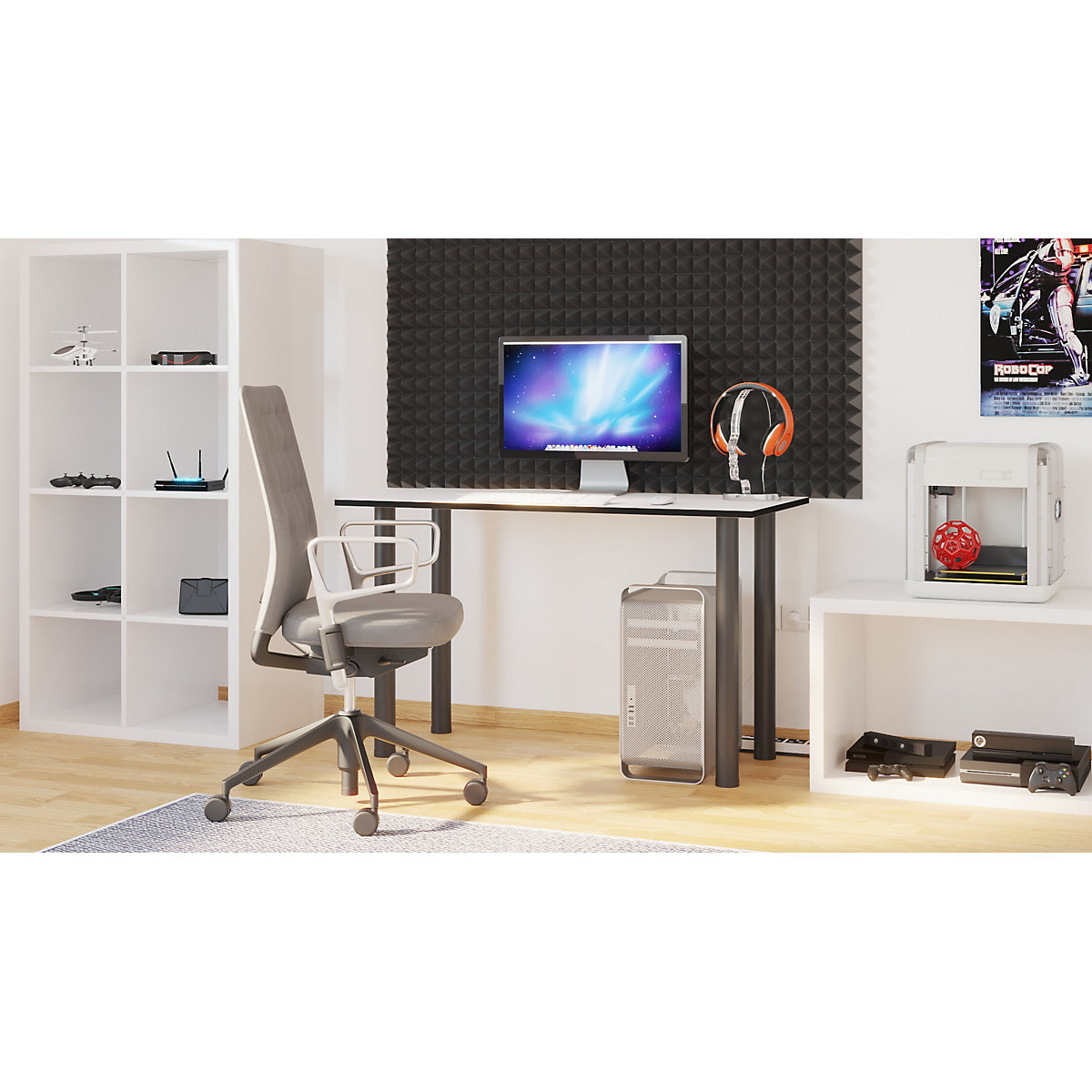 Gaming Schreibtisch mit Kabeldurchführung onesize