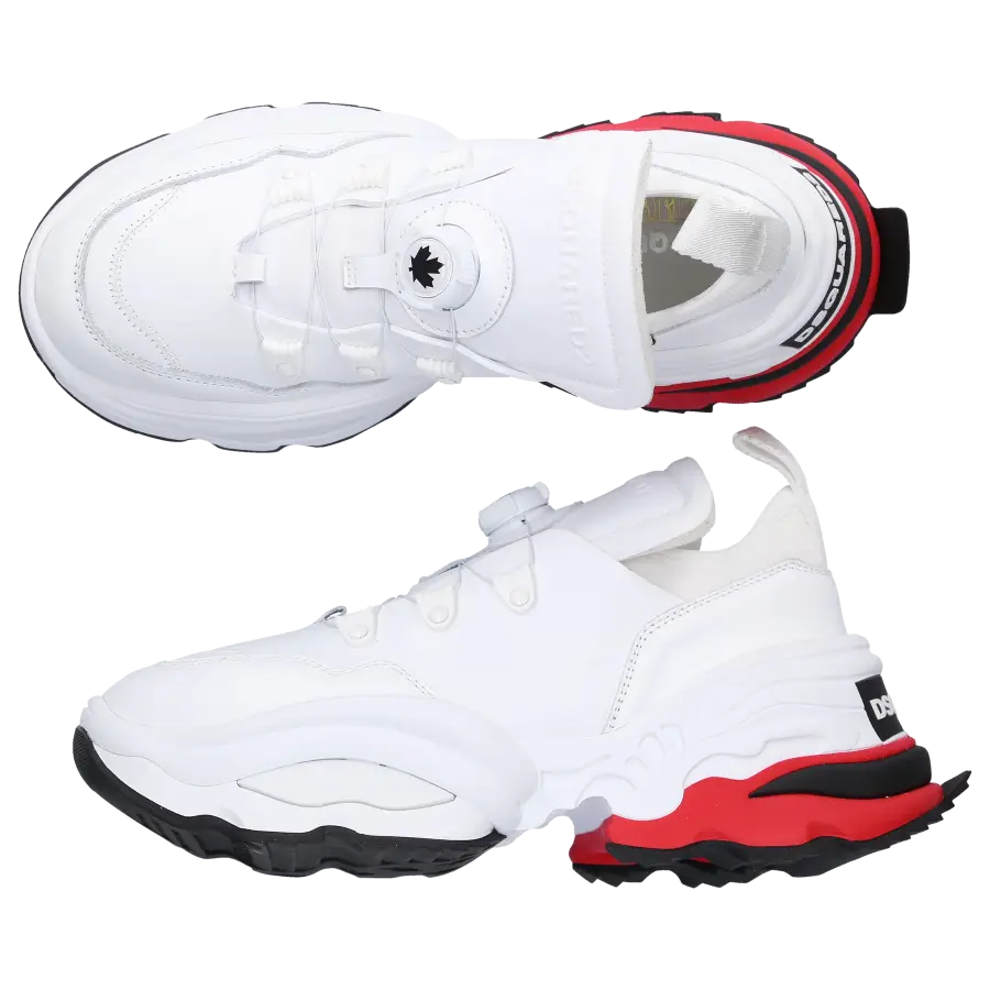 Dsquared2 - Sneaker low THE ROLLING GIANT Kalbsleder Neopren Logo weiß - weiß