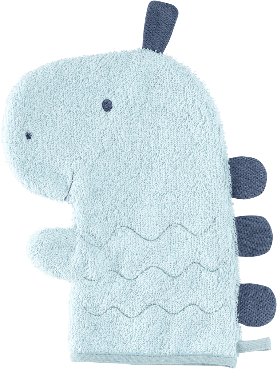 Waschhandschuh Dino, blau, 1 St