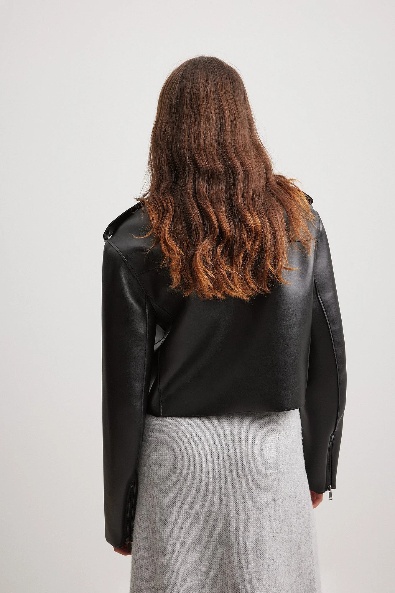 Kurze PU-Bikerjacke