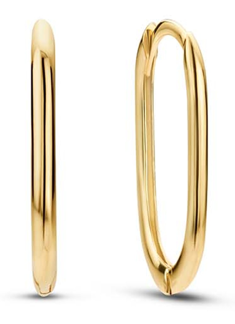 Cercei rotunzi ovali din aur galben de 14k Jackie Grand Place