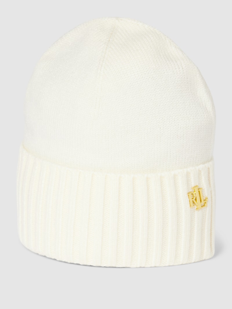 Beanie mit Label-Detail in offwhite