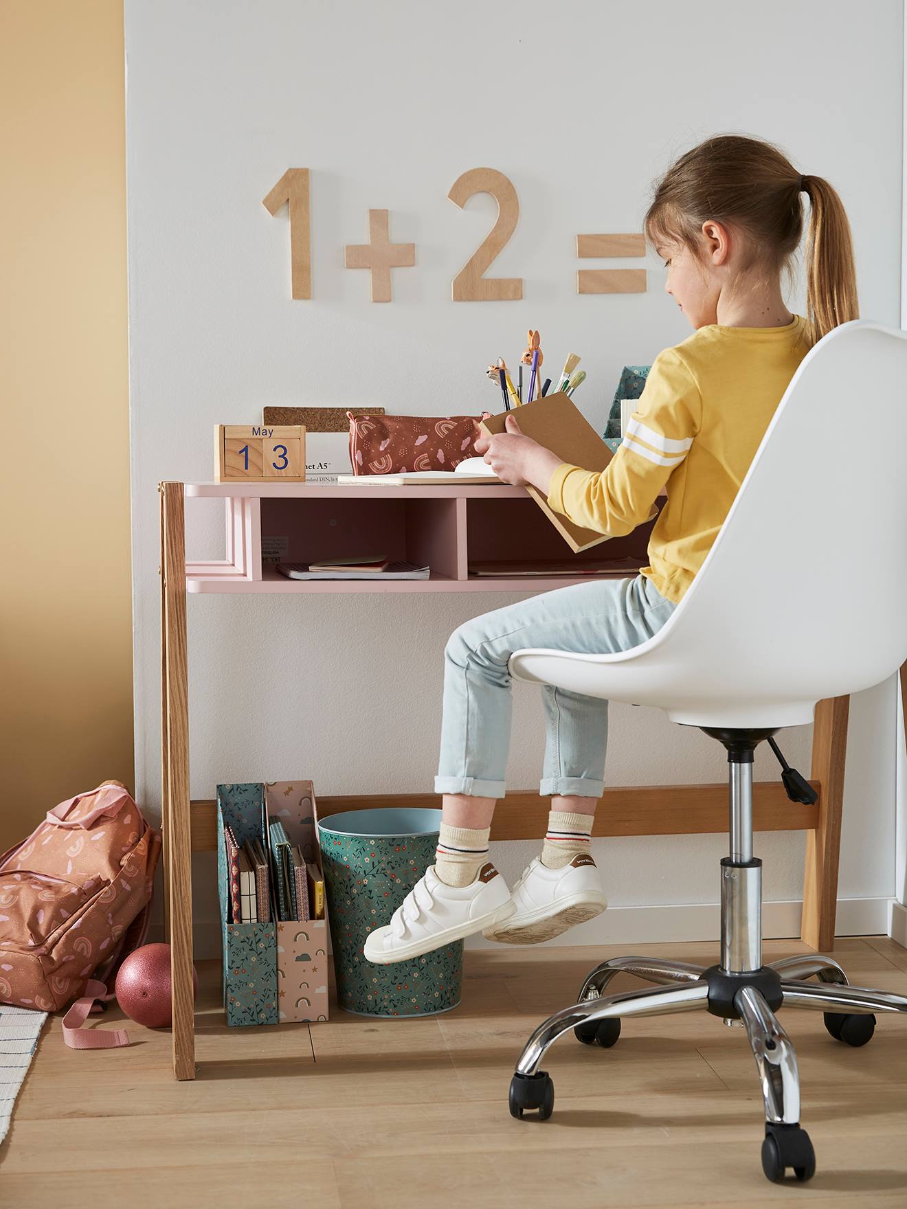 Vertbaudet Kinder Schreibtischstuhl, modernes Design, höhenverstellbar - senfgelb