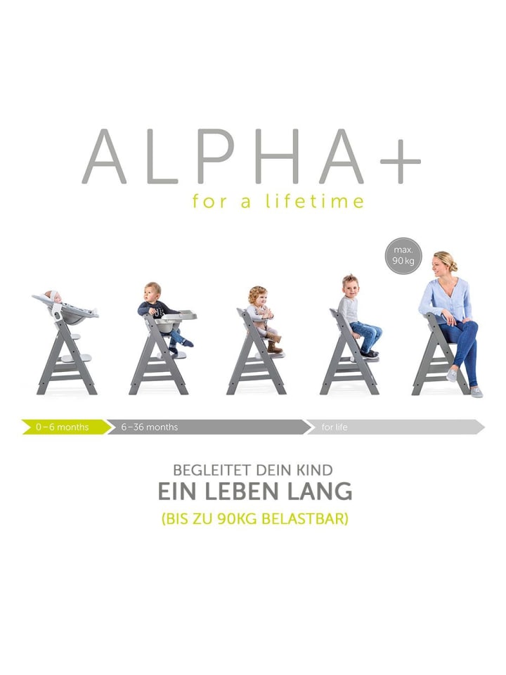 Hauck Hochstuhl Alpha Plus Grey - im Sparset inkl. in grau,schwarz günstig kaufen onesize