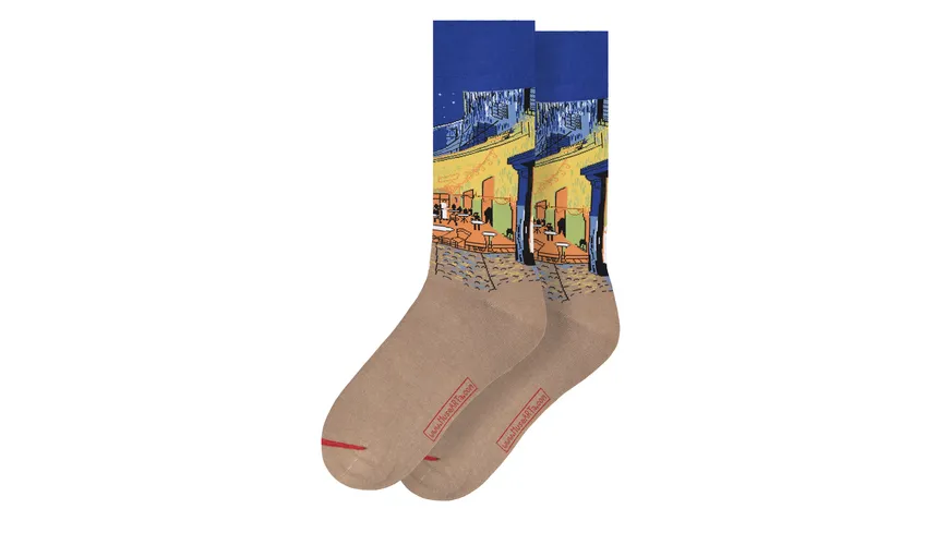 MuseARTa Unisex Socken Vincent van Gogh - Caféterasse am Abend BLUE