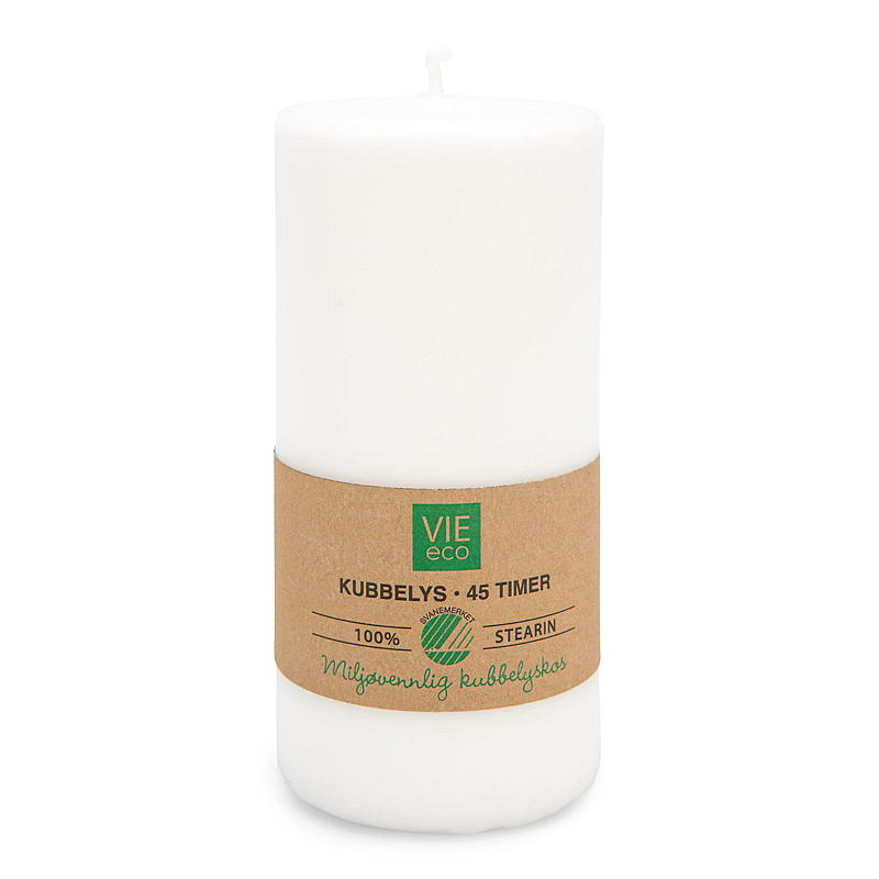 Vie Eco Kubbelys 45 timer 6,8x14 cm ECO stearin hvit