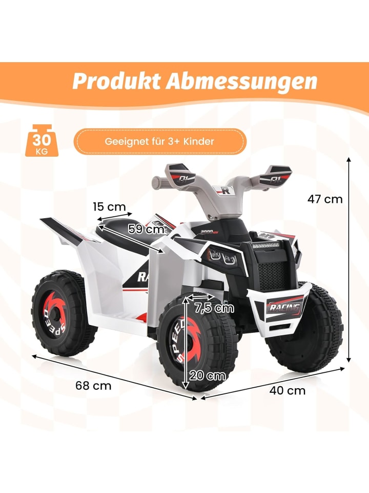 COSTWAY 6V Quad Elektro ab 3 Jahren in Weiß günstig kaufen onesize