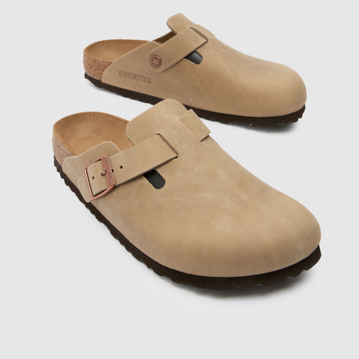 BIRKENSTOCK Boston keskeny szabású klumpa szandál barna színben
