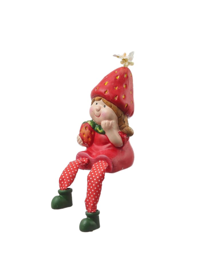 MARELIDA Kantenhocker Erdbeermädchen Lotte Gartenfigur H: 19cm in rot günstig kaufen onesize