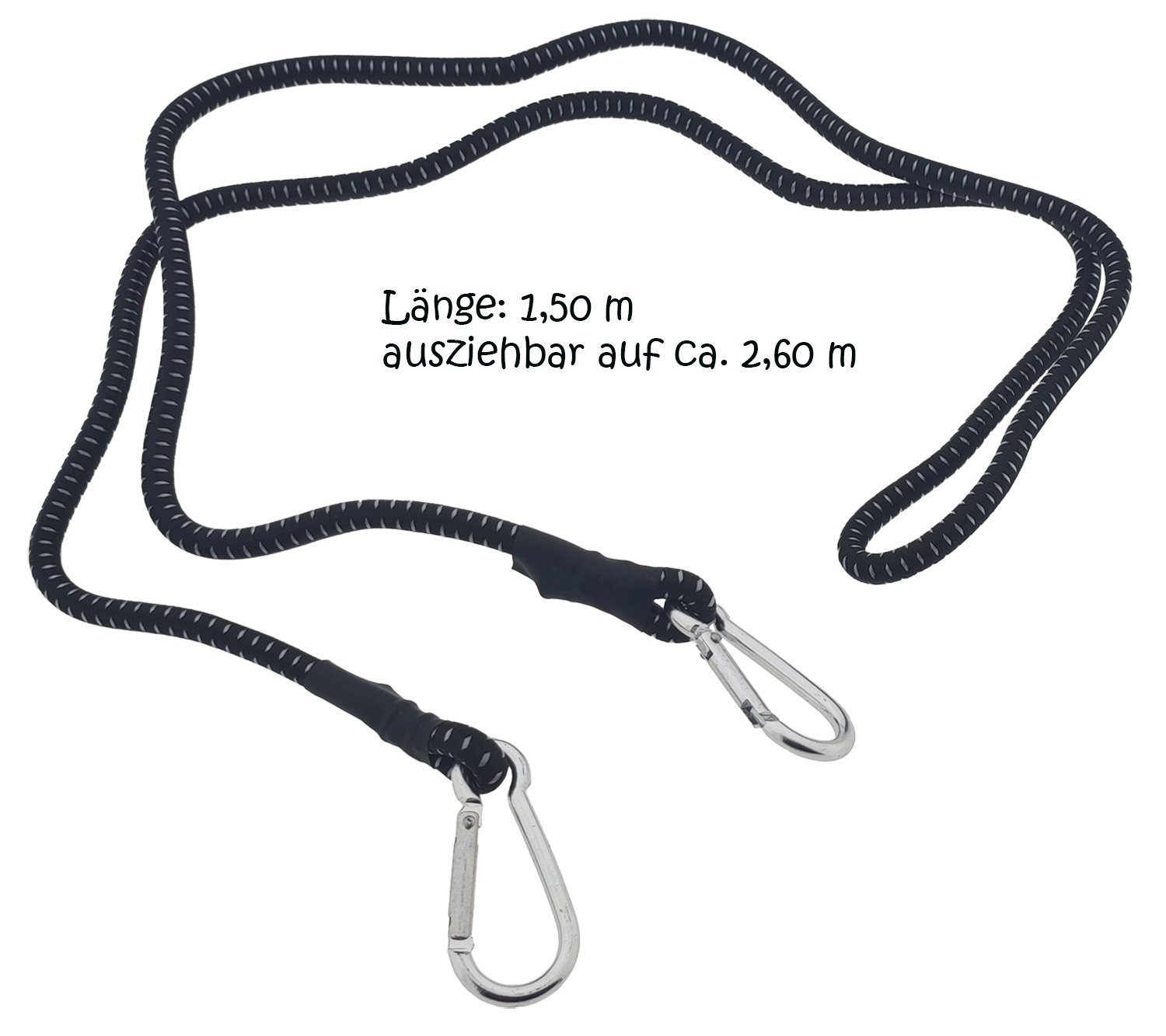 HundB Fixierpflaster Gepäckspanner 1,5 m x 8 mm, mit Karabinerhaken Gepäckspanner Planenspa