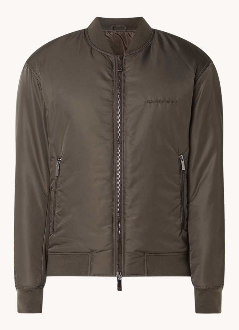 Giacca bomber trapuntata Armani Exchange con ricamo del logo e tasche con zip.