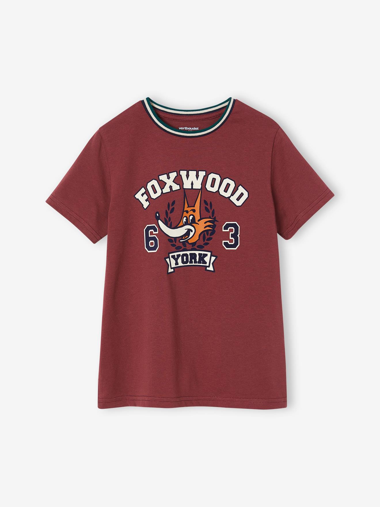 Tee-shirt motif renard ludique garçon bordeaux