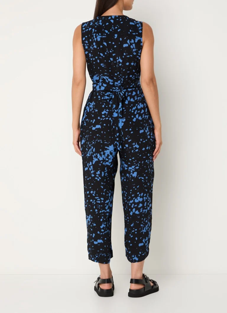 Whistles  Josie wide fit cropped jumpsuit met print en strikceintuur
