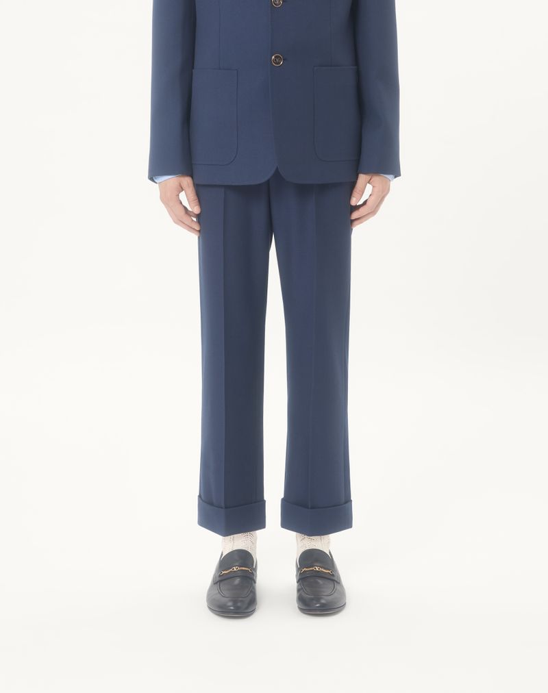 Wollen gabardinebroek met omslagen
