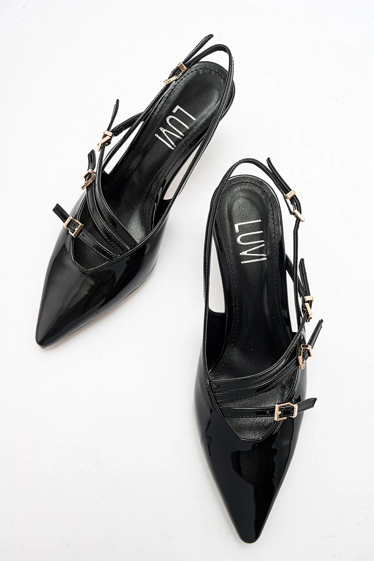 LuviShoes  MAGRA Damen-Schuhe mit Absatz aus schwarzem Lackleder