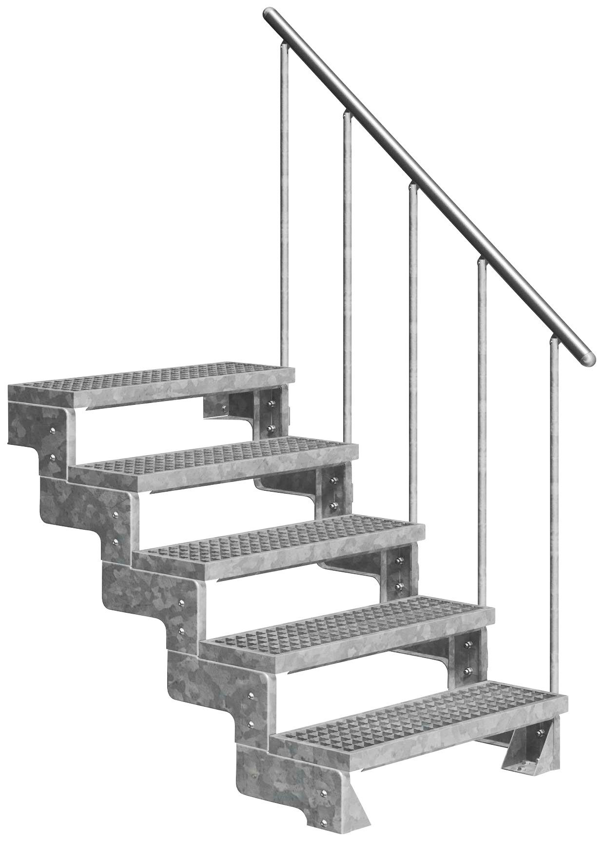 Dolle Außentreppe Gardentop, für Geschosshöhen bis 110 cm, Stufen offen, Gitterroststufen 100 cm