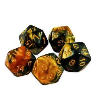 Spielwürfel W20 - Bernstein Marmor 20 mm (5)