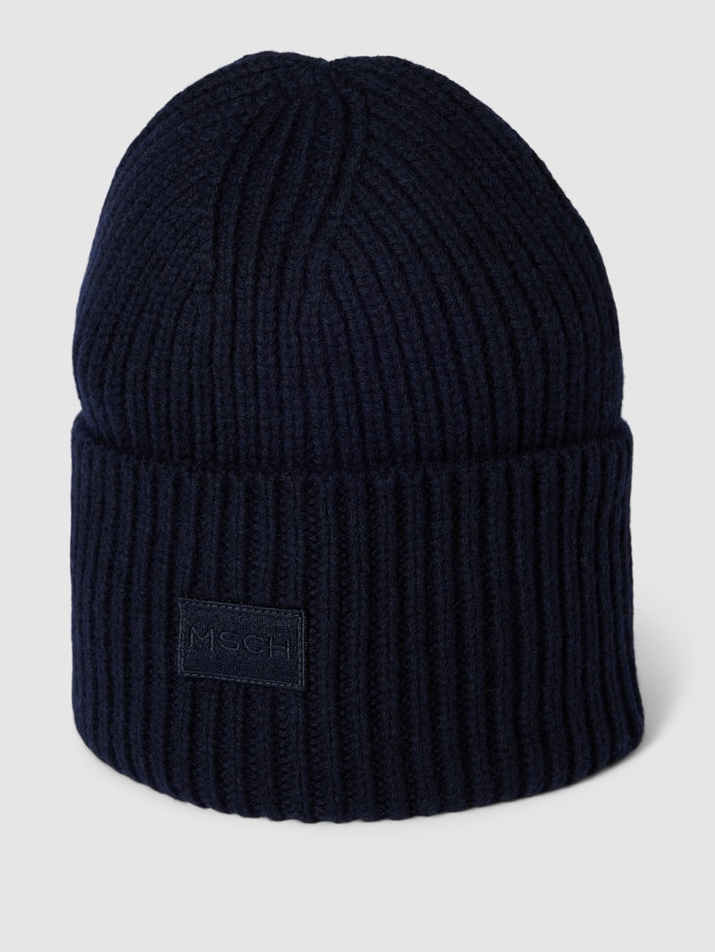 Beanie mit Label-Patch Modell 'Kara' in marineblau
