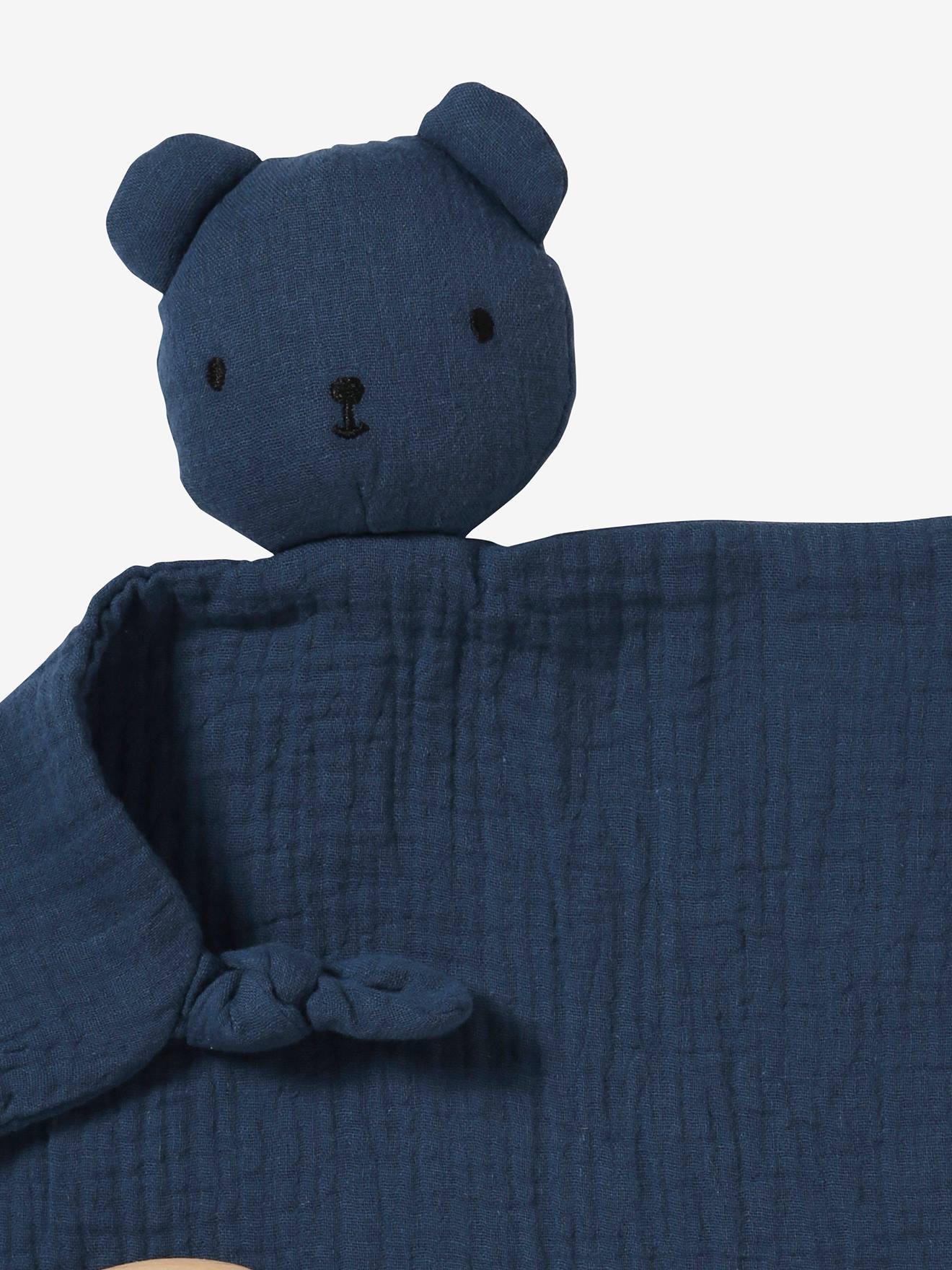 Doudou en gaze de coton + hochet rond rose