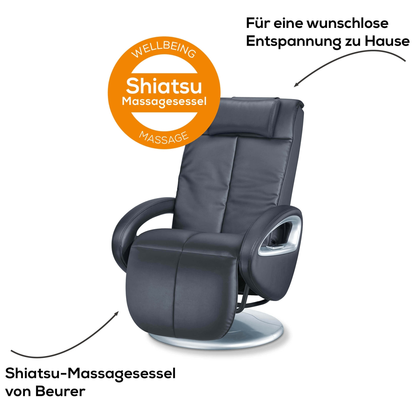 Beurer Shiatsu-Massagesessel MC 3800 HCT-modern-Wohlfühl Massagesessel mit Shiatsu-, Klopf-, Knet-, Rollmassage & Körperscanning