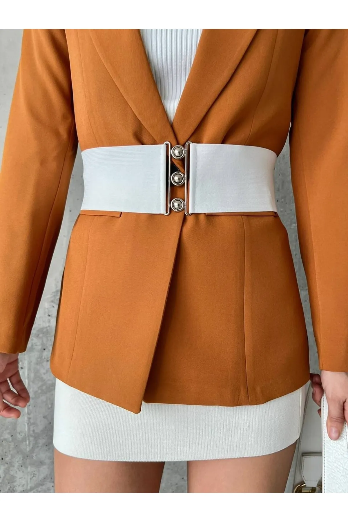 Fiori  Elastischer Damengürtel mit Schnappschnalle, Jackengürtel, Hemdgürtel, Kleidergürtel