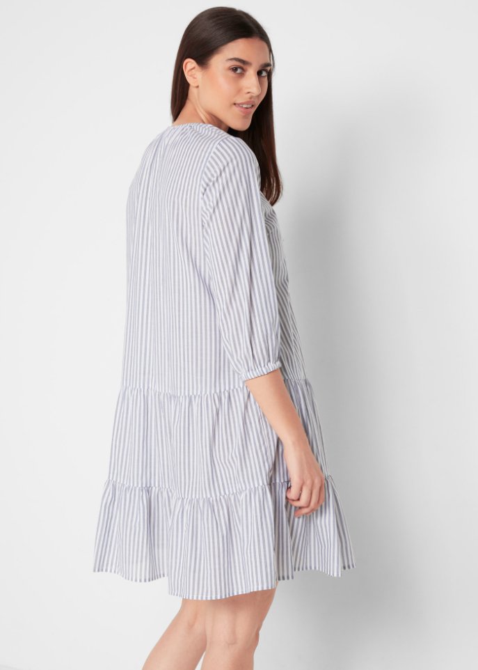 Tunika-Kleid, 3/4-Arm, gestreift