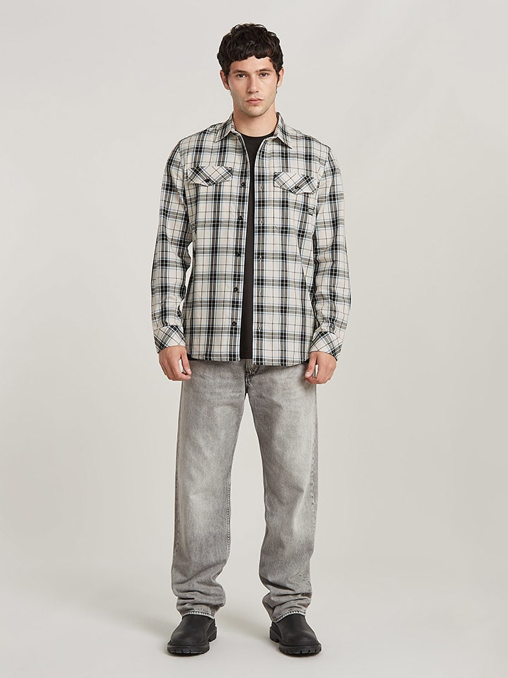 G-Star Hemd in Creme/ Schwarz/ Blau günstig kaufen