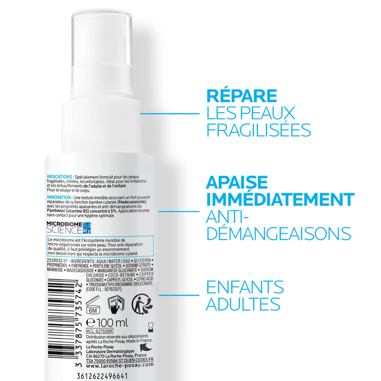 la roche-posay Cicaplast B5 Spray Réparateur, Apaisant, Anti-Démangeaisons 100 ml