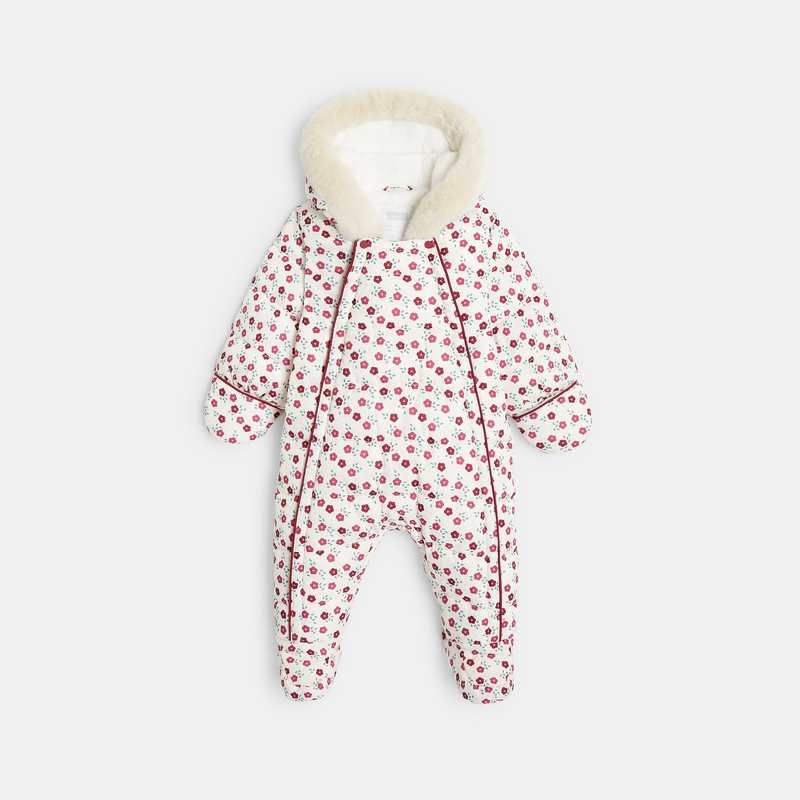Combipilote fleurie capuche violette naissance