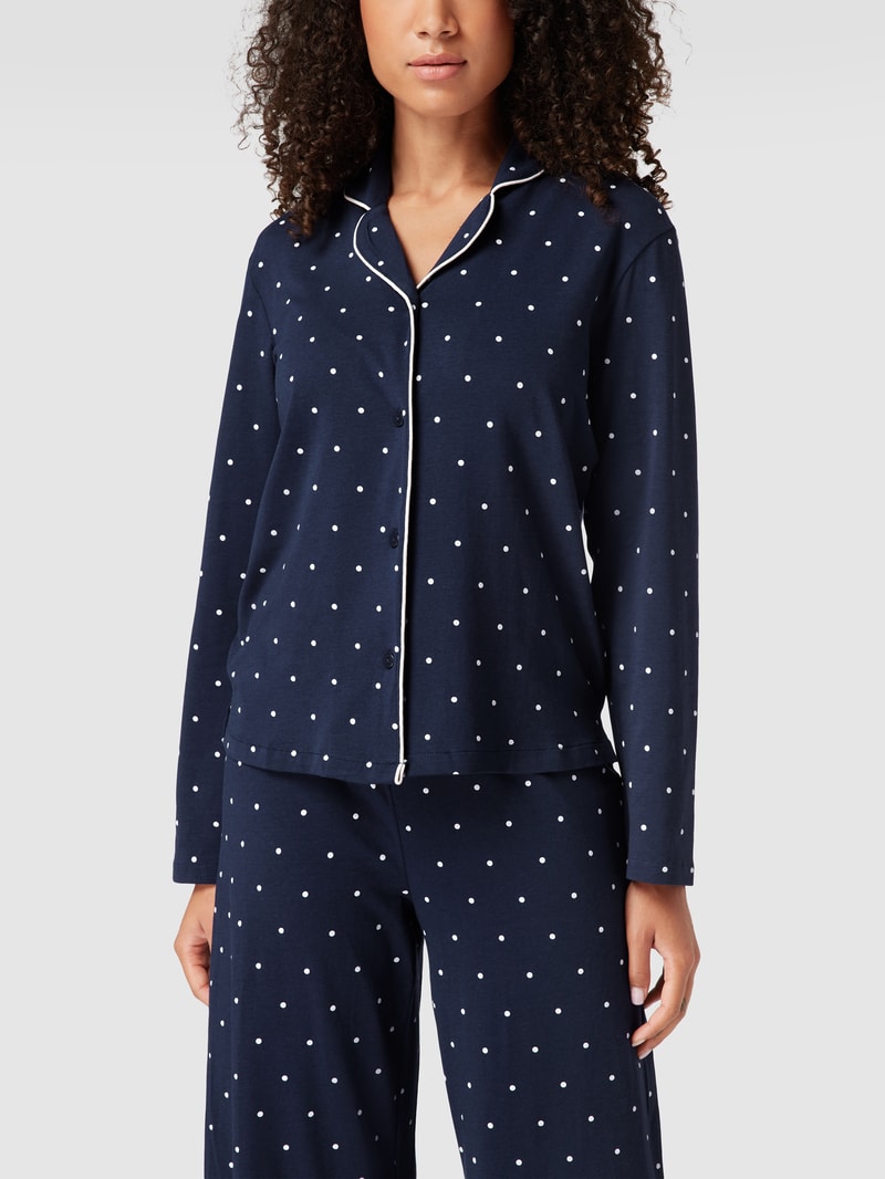 Pyjama-Oberteil mit Polka Dots in marineblau