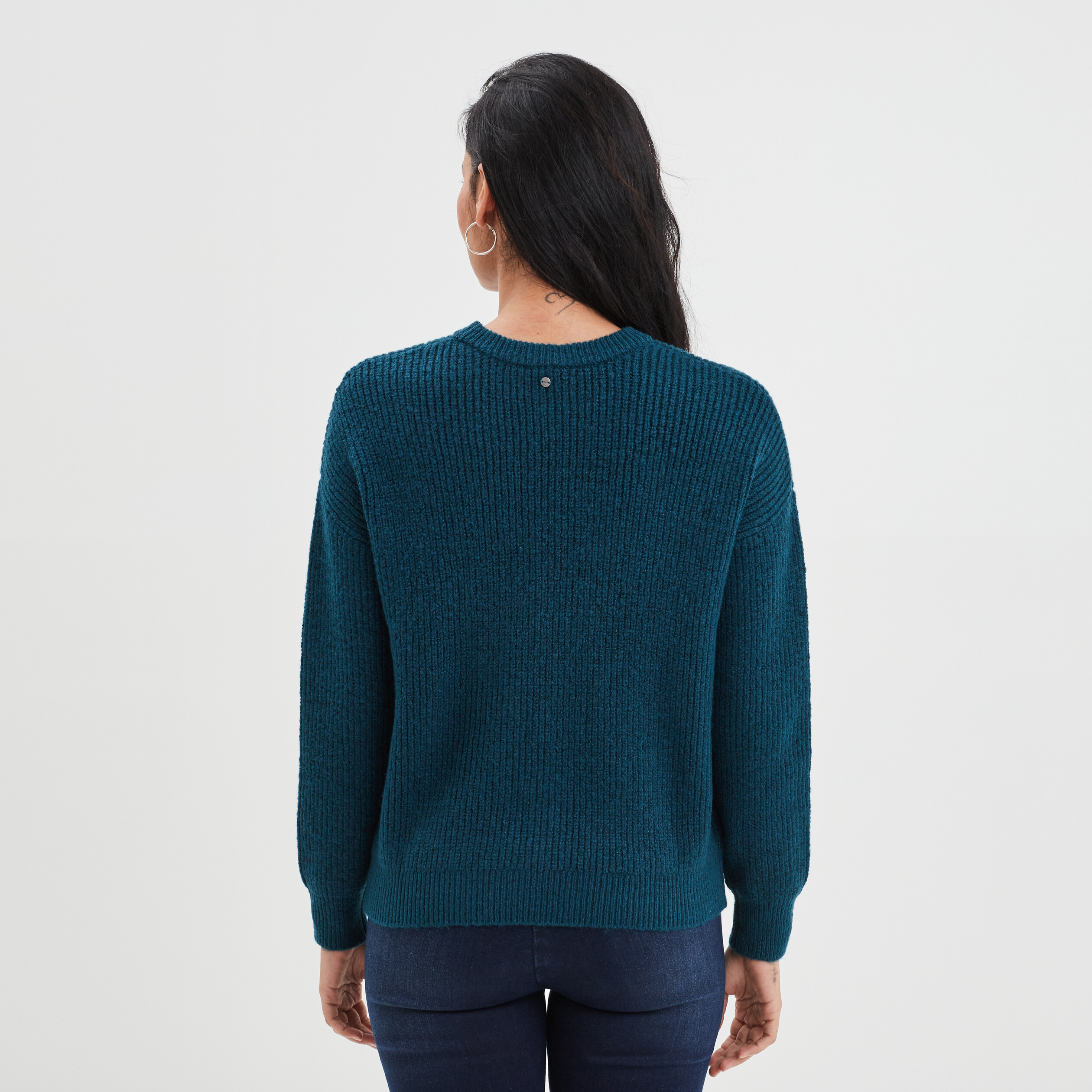 Pull avec détails ajourés bleu canard femme | La Halle