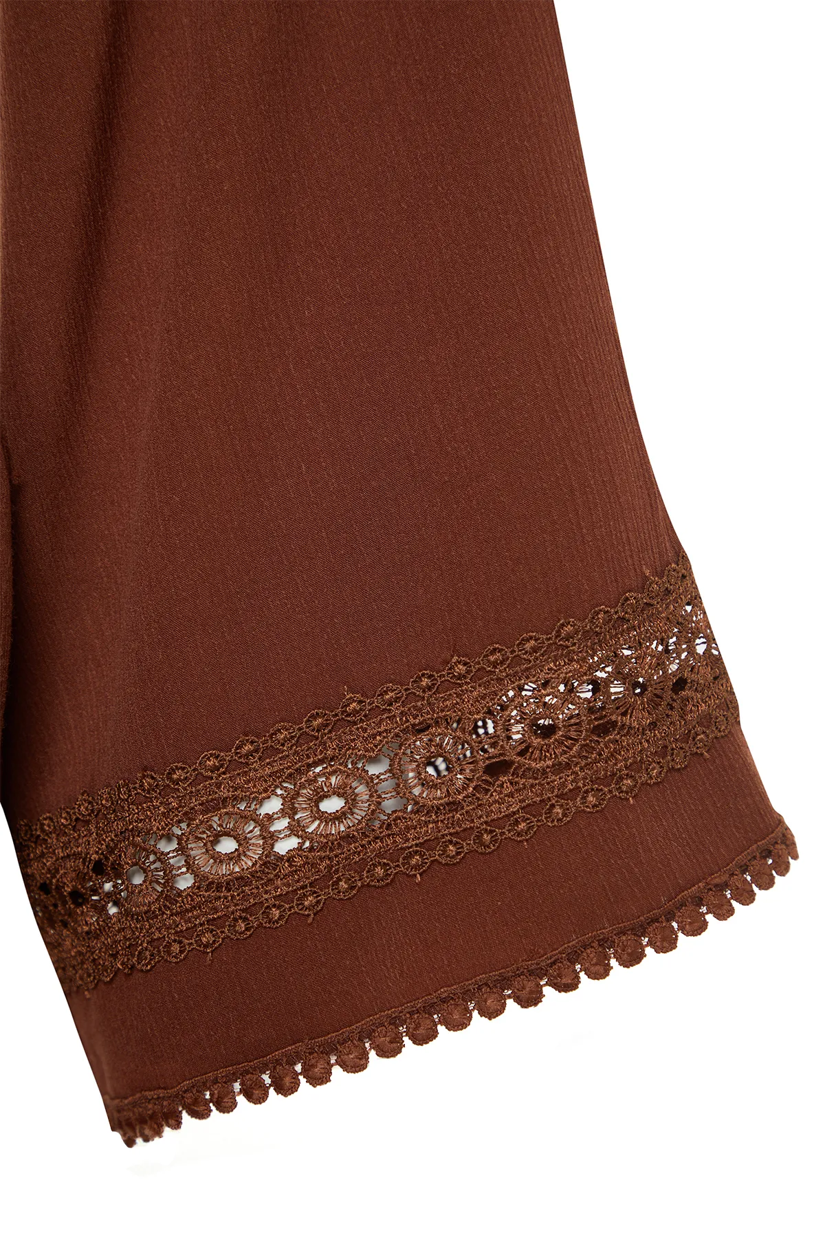 Trendyol Collection  Brauner Midi-Kimono und Kaftan aus 100 % Baumwolle mit Gürtel und Streifen-Accessoires TBESS21KM0008