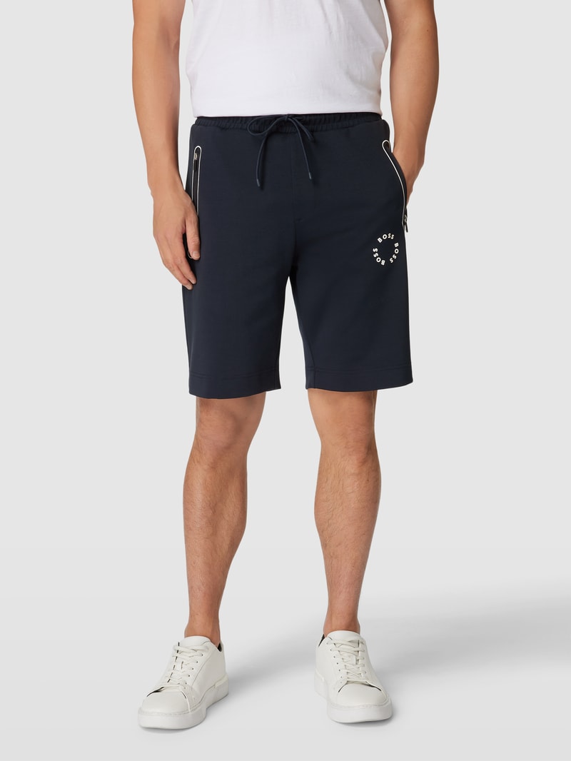Shorts mit Label-Details Modell 'Headlo' in marineblau