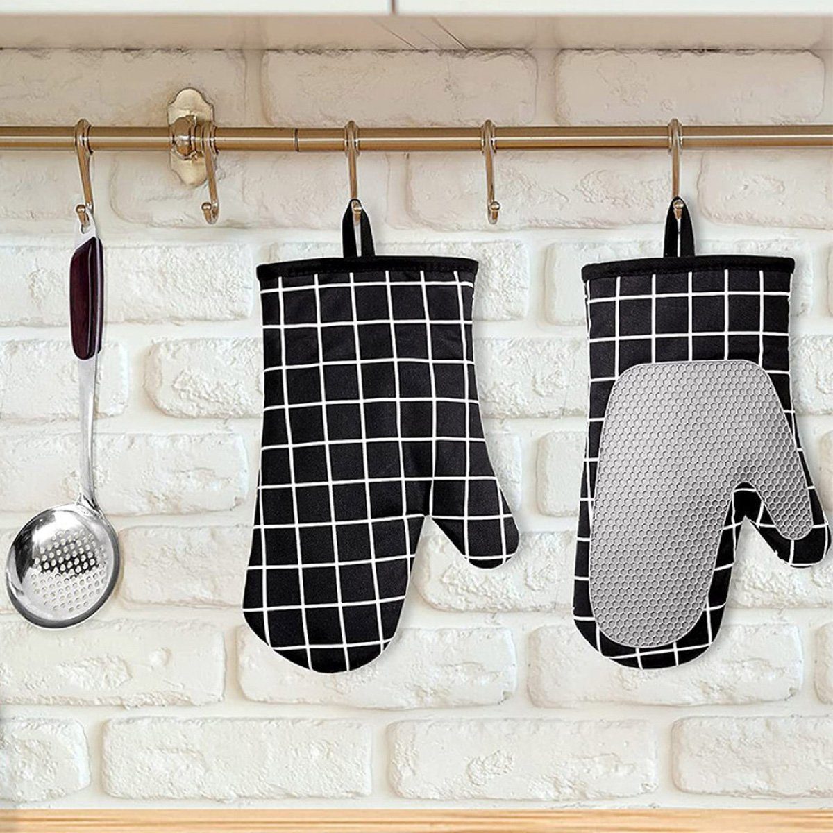 LENBEST Topflappen Ofenhandschuhe Hitzebeständige Backhandschuhe Kochhandschuhe