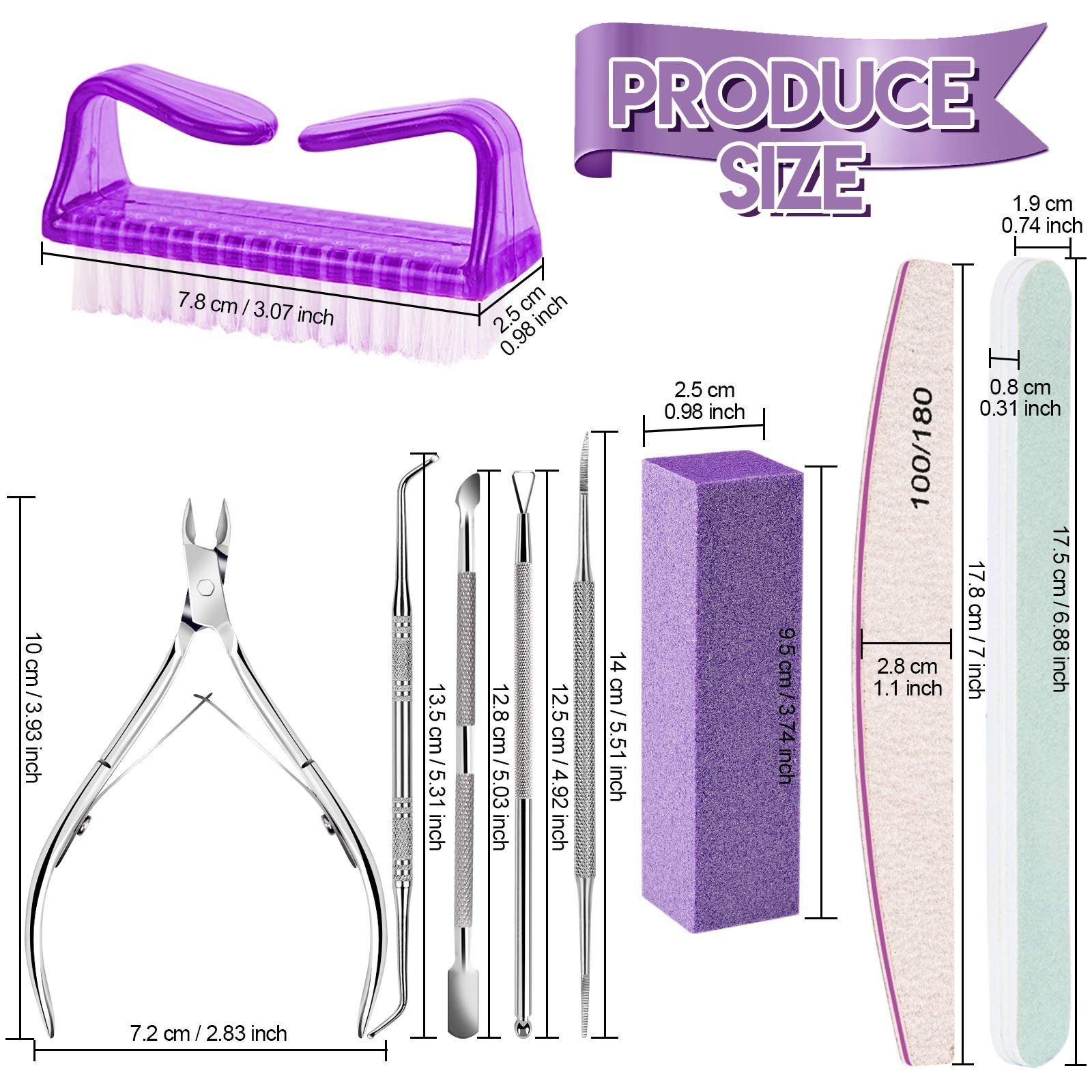 AMR HOME Maniküre-Pediküre-Set 12 Stücke Nagelfeilen Set Nagelknipser-Set Nagelfeile Nagelknipser, Maniküre & Pediküre Set (Lila)